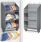 Over the Door Hat Rack - 3-Layer Design Hat Organizer Holds 30-36 Hats with 10 Hooks, Ideal Hat Rack for Door, Over the Door Organizer for Closet, Apartment, Bedroom, Dorm, 1 Pack, Grey
