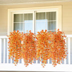 Homsunny Artificial Fall Flowers for Outdoors Fake Flowers UV Resistant 2PCS Fall Mums Flowers for Home Patio Balcony Yard Porch, Orange and Sunset Red