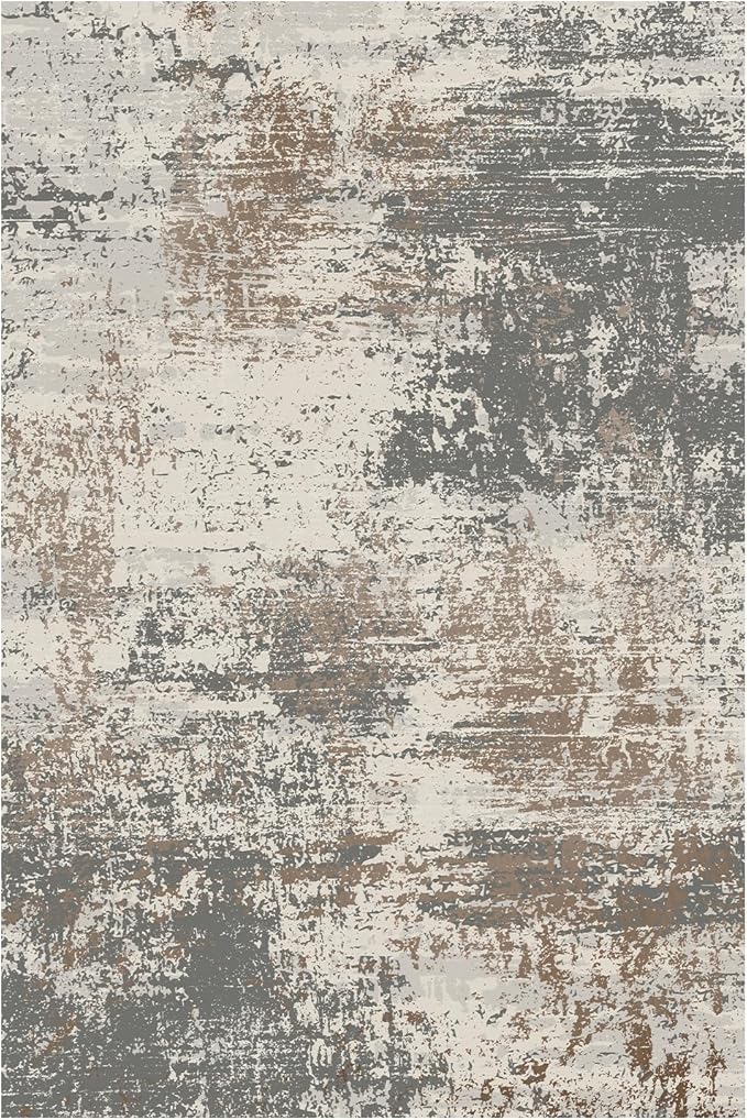 Ciicool Modern Abstract Area Rug 2x3 Washable Small Entryway Rugs, Non-Slip Low Pile Throw Rug, Thin Kitchen Bathroom Rug, Grey Brown Floor Carpet for Entrance Living Room Bedroom Indoor Door Mat