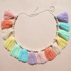 DCJHFJ Pastel Rainbow Boho Tassel Garland Wall Hanging with Wood Beads for Baby Shower Birthday Party Classroom Dorm Nursery Decor