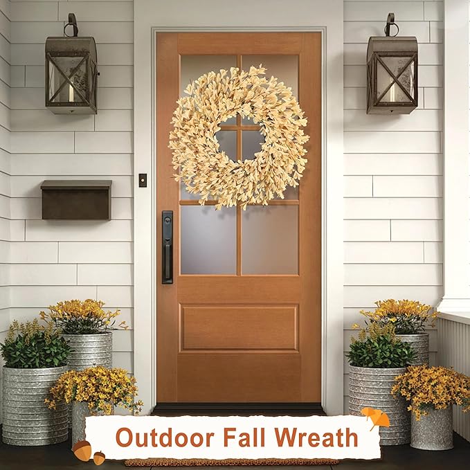 26 Inch Fall Wreaths for Front Door Outside，Realistic Autumn Wreath Outdoor，Large Halloween Thanksgiving Artificial Flowers Wreath，Fall Decorations for Home Front Porch Yard Window Farmhouse Decor