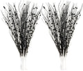 SLK 16-Pack Artificial Glitter Berry Stem Ornaments, Christmas and Halloween Decorative Glittery Twigs, Picks, Branches for Tree, Wreath, Small Vase, Halloween Party (Black)