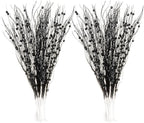 SLK 16-Pack Artificial Glitter Berry Stem Ornaments, Christmas and Halloween Decorative Glittery Twigs, Picks, Branches for Tree, Wreath, Small Vase, Halloween Party (Black)