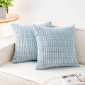 Aegero Pack of 2 Corduroy Decorative Throw Pillow Covers 16x16 Inch Soft Striped Pillow Covers Modern Farmhouse Home Decor for Sofa Living Room Couch Bed（Sky Blue）
