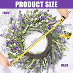 Artgar 26 Inch Spring Wreaths for Front Door, Spring Summer Lavender Paper Flower Wreaths for Home Farmhouse Windows Walls Porch Wedding Indoor Outdoor Decor for All Seasons (Purple)