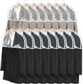 Zilink Clear Shoulder Covers for Clothes (Set of 15) Breathable Clothes Dust Cover Protectors with 2" Gusset for Suit, Coats, Jackets