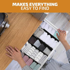 6 Pack Drawer Dividers 6 Inch High, 11”-17" Adjustable Bamboo Organizers Large Expandable Drawer Separators for Cloths, Dresser, Bedroom, Bathroom, Baby Drawer, Office & Kitchen Utensils (Black)