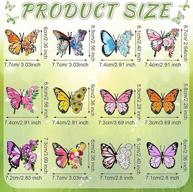 Geelin 36 Pcs Summer Wood Hanging Ornaments for Tree Mini Tree Decorations Hawaiian Beach Wooden Pendant Decorations with String for Luau Party Supplies(Butterfly)