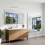 BONEWEI White Bathroom Mirror,36x48 inch Wall Mirror for Bathroom Wall Mounted,Rectangle Mirror for Bathroom Over Sink,Modern Frame Round Corner for Living Room,Bedroom Entryway,Horizontal/Vertical