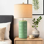 PARTPHONER 23" Farmhouse Modern Ceramic Table Lamp Set of 2 - Sage Green Bedside Lamps for Bedroom & Living Room, Nightstand, Desk, End Table