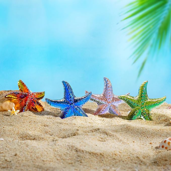 H&D HYALINE & DORA 2.8" Glass Starfish Figurine Handmade Blown Glass Starfish Figurine Tiny Crystal Sea Animals Ornament for Aquarium Decor(Pink)