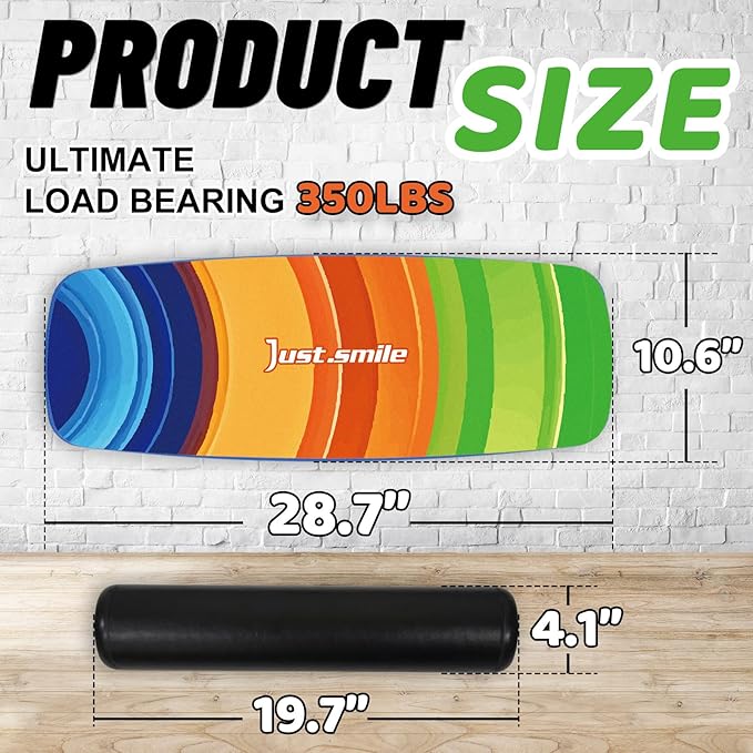 Balance Borad Sports Trainer-with Adjustable Stopper- Stability Board for Physical Therapy,Yoga,Surfing Training-Max Load 350lbs with Aiti- Slip Surface