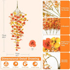 Artificial Fall Flowers for Outdoor, 4 Pcs Faux Pansy Fake Mums Plant Hanging Flowers Outdoor Fall Decor, UV Resistant No Fade Silk Flower for Front Door Porch Planter Patio Yard Garden(Orange Golden)