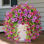 Artificial Faux Hanging Flowers Plants for Outdoor Spring Summer Decoration, 2PCS Fake Daisy Silk Plant Outside No Fade UV Resistant Realistic Home Decor for Porch Patio Window Box (Mix purple)
