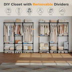 OLIXIS Portable Wardrobe Closet with Hanging Rods, 74.5 Inch Wide Portable Clothing Rack with Shelves, Heavy Duty Clothes Rack, Freestanding Closet Organizer