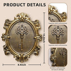 Vintage Key Wall Sculptures 2 Pack Antique Wall Decor Hallway Wall Art for Home Hand Painted Decoration with Embossed Key Design Vintage Decor for Living Room Bedroom Gallery Unique Gifts (Gold keys)