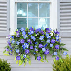Artificial Flowers for Outdoor, 2 Bundles UV Resistant Fake Plants Decoration Realistic Faux Silk Flowers No Fade Plastic Flowers for Outside Planters Home Porch Patio Yard Garden Decor
