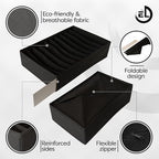 Drawer Organizer Clothes - 3 Set Multipurpose Dresser Drawer Organizer for Adults & Kids, Closet Foldable 10 Cells per Organizer - Non-Woven Fabric, T-Shirts, Baby Clothes, Shorts Organizer - Black