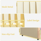 SUPEASY Desk Organizers Metal Desk Magazine File Holder with 5 Vertical Compartments Rack File Organizer for Office Desktop, Classroom, Home Workspace, Gold
