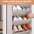 STORAGE MANIAC Over the Door Shoe Organizer Heavy-Duty Large Deep Pocket Hanging Shoe Organizer Shoe Rack Door Closet Shoe Organizer for Wall, Dorm & Narrow Door Storage Shoe Holder Oat Beige, 1 Pack