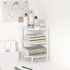 Desktop Corner Stand Shelf for Storage, 3 Tier Corner Shelf Organizer, White Shelves Rack for Small Spaces, Home Office, Kitchen, Bathroom
