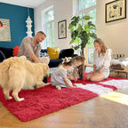 OLANLY 3x5 Machine Washable Small Bedside Rug, Soft Fluffy Shaggy Rugs for Living Room, Bedroom, Indoor Floor Carpet for Kids Girls and Boys, Preppy Dorms, Nursery, Home Decor Aesthetic, Red