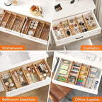 Lifewit 4" High 8 Pack Bamboo Drawer Dividers 43-54cm/17-21.5" Adjustable Wooden Drawer Organizer for Clothes/Utensils, Expandable Drawer Separator for Dresser/Kitchen/Bedroom/Office Organization