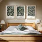 Framed William Morris Canvas Wall Art Green Decor Set of 3, Vintage Large Floral Artwork Prints, Boho Farmhouse Botanical Picture Prints for Living Room, Bedroom, Hallway, Office, Total Size 30x60