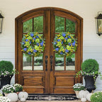 Spring Wreaths for Front Door 24 Inch Summer Wreath with Lifelike Blue Hydrangea Gerbera and Daisy, Wreath Decor for Indoor or Outdoor Spring and Summer Wreaths for Front Door Outside