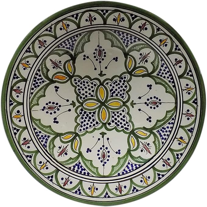 Ceramic Plates Moroccan Handmade Serving Wall Hanging Exquisite Colors Decorative 14 inches Diameter