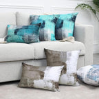 Throw Pillow Covers 18x18 Set of 2 Turquoise and Grey Art Throw Pillow Covers Soft Decorative Couch Pillow Covers for Home Living Room Bedroom