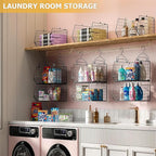 X-cosrack 3-Tier Hanging Storage Organizer for Closet, Laundry & Utility Room | Space Saving Shelves with 1.65" Hook & 5 S-Hooks | Hanging Wire Baskets (12.4" W x 8.8" H x 10.24-11.8" D)