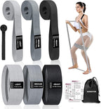 Long and Short Fabric Resistance Bands with Door Anchor, Non-Slip Stretch Booty Bands for Working Out Women & Men, Loop Exercise Elastic Bands for Home Physical Therapy Yoga Pilates