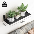 YGEOMER Wall Shelves for Bedroom, 16.5 Inch Floating Shelves for Wall, Shelves for Bathroom Storage, Living Room and Kitchen Decor (Set of 6 Black)