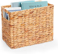 Magazines Holder Basket - Wicker Magazine Basket, Handwoven Magazine Holders for Bathroom,Home Magazine Storage Basket, Water Hyacinth Magazine Rack Organizer for Books, Newspapers, Narrow Rectangle