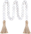 Meplait 39in Wood Bead Garland Farmhouse with Tassels,Versatile Prayer Beads Boho Chic Wall Hanging Home Decor (Wash White)