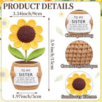 Wavwavw Sister Gifts Handmade Crochet Doll with Card Crochet Present for Sisters Sis Big Little Sister Birthday Wedding Home Decor(Sunflowers)