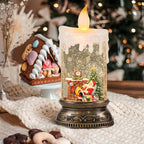 Wondise Rechargeable Musical Santa Snow Globe Lantern with 6H Timer, Battery Operated & USB Powered Lighted Singing Snow Globe Lamp Spinning Water Swirling Glitters Holiday Decor