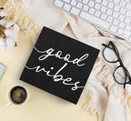 SRADMO Black and White Wood Box Sign Desk Decor, Inspirational Desk Decor Wooden Block Box Sign Decoration For Home Office Shelf Table, 8x8 Inches