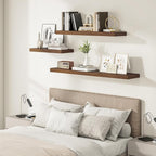 Vivelove Farmhouse Floating Shelves for Wall 12 Inch Deep, 36" X 12" X 2" Floating Shelf, 2 Inch Thick Shelf for Living Room Bathroom Bedroom Kitchen, Rustic Farmhouse Decor Set of 2, Walnut