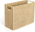 AELS Woven Natural Fibre Magazine Holder, Magazine Rack Floor, Hand-woven Magazine Organizer, Natural Paper Rope Magazine Basket with Handles, Boho Modern Farmhouse Book Basket, Newspaper Holder