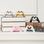 Small Heart Hands Sculpture Decor for Living Room Bedroom Bookshelf Coffe Table and Office Display, Love Finger Statue Modern Aesthetic Home Decor, Unique Gift for Wedding Christmas Birthday (Black)