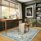 Botanical Floral Area Rug 4x6 Light Green Cream Vintage Garden Design, Perfect for Living Room, Bedroom, Kids Room, Nursery - Stain & Water Resistant Non-Slip, Pet & Child Friendly Area Rugs