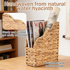Water Hyacinth Magazine Holders, Scalloped Edge, Natural Handwoven Rattan Storage Baskets, Large and Small Size Packages, Storage Bin & Organizer for Files, Books, Newspapers, Decorative Storage Bin