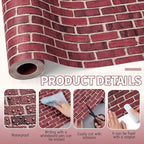 Hahafelt 1.3x39 ft Fabric Bulletin Board Roll Reusable Waterproof Erasable Bulletin Board Wrinkle Resistant Non-Woven Fabric Roll for Background Decor DIY Craft(Brown,Brown Brick)
