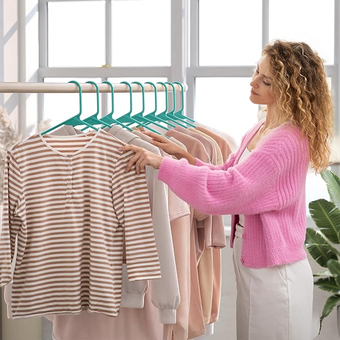 Plastic Hangers 20 Pack Aqua - Clothes Hangers - Makes The Perfect Coat Hanger and General Space Saving Clothes Hangers for Closet - Percheros Ganchos para Colgar Ropa Hangars