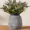 Ceramic Rustic Vase, Small Flower Farmhouse Vases Home Decor, 6“ Short Pottery Decorative Pampas Vase for Table Living Room Entryway Mantel Bookshelf Bedroom Bathroom Kitchen-Black