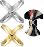 SYWDUDUCLT Scarf Ring for Women's Shawl, Silk Neckerchief, Tshirt, Gold/Sivler, S/M/L, 2 Pcs