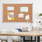 Extra Large Cork Bulletin Board 60" X 36", Foldable Notice Pin Board for Wall, Silver Aluminum Framed 5'x3' Corkboard, Wall Mounted Noticeboard with 36 Push Pins for School, Home & Office