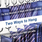 TOPIA HANGER 40 Hooks Belt Tie Hanger Space Saving for Closet, 2 in 1 Belt Ties Racks Max 60 Belts with 60 Ties Capacity, Curved with Flat Hooks for Belts,Ties,Bras,Closet Organizers and Storage CT70A
